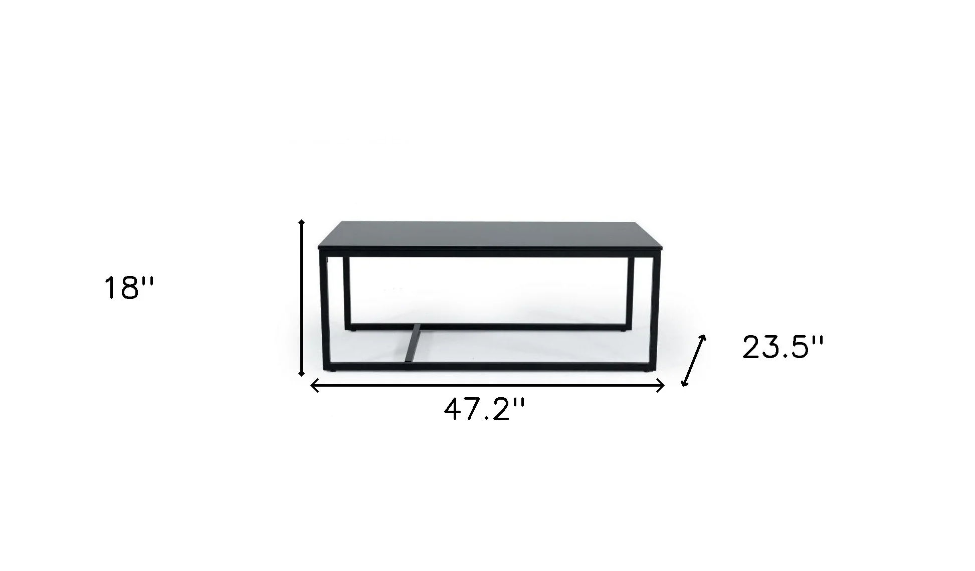 47" Black And Black Marble Stone Rectangular Coffee Table By Homeroots - Image 7