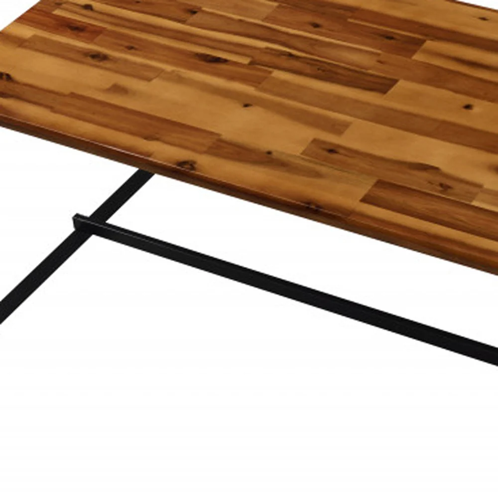 47" Black And Oak Pvc Veneer Rectangular Coffee Table By Homeroots - Image 3