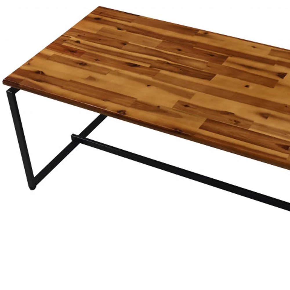 47" Black And Oak Pvc Veneer Rectangular Coffee Table By Homeroots - Image 4