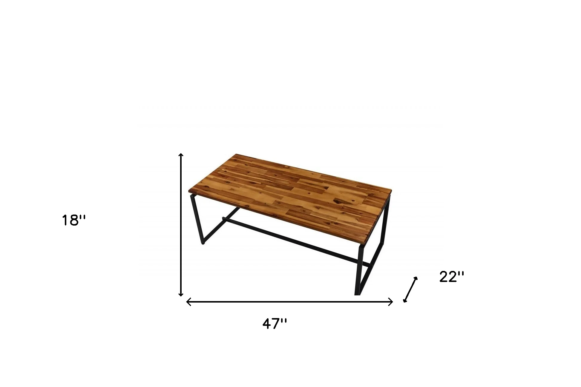 47" Black And Oak Pvc Veneer Rectangular Coffee Table By Homeroots - Image 5