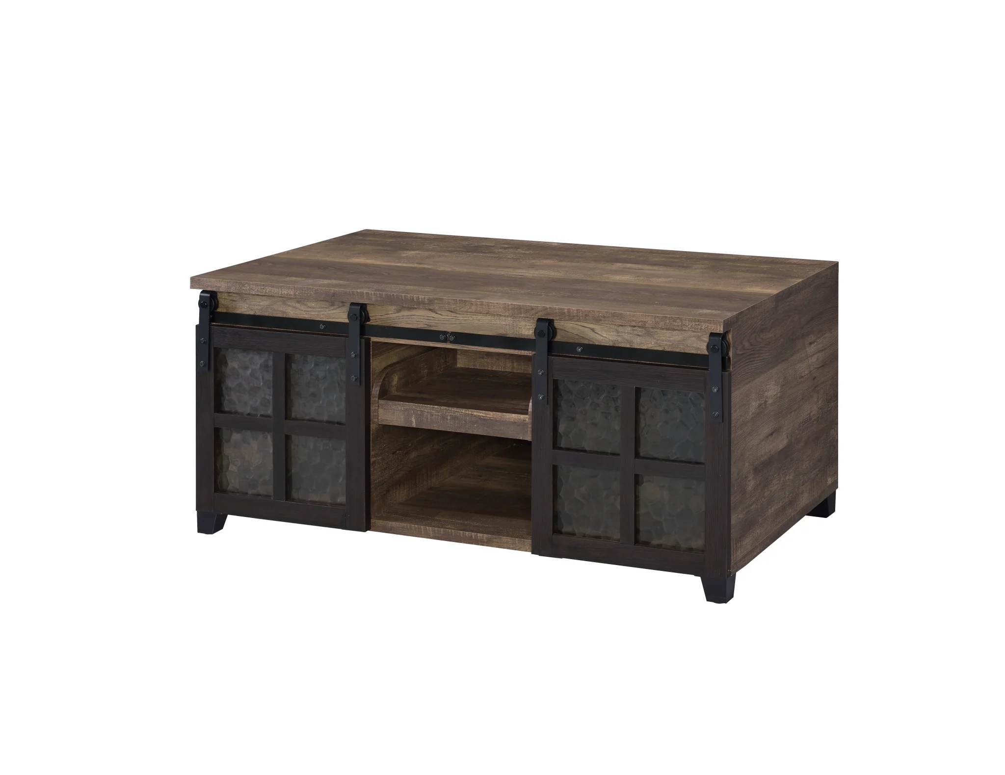 47" Black And Rustic Oak Manufactured Wood Rectangular Coffee Table With Shelf By Homeroots - Image 3