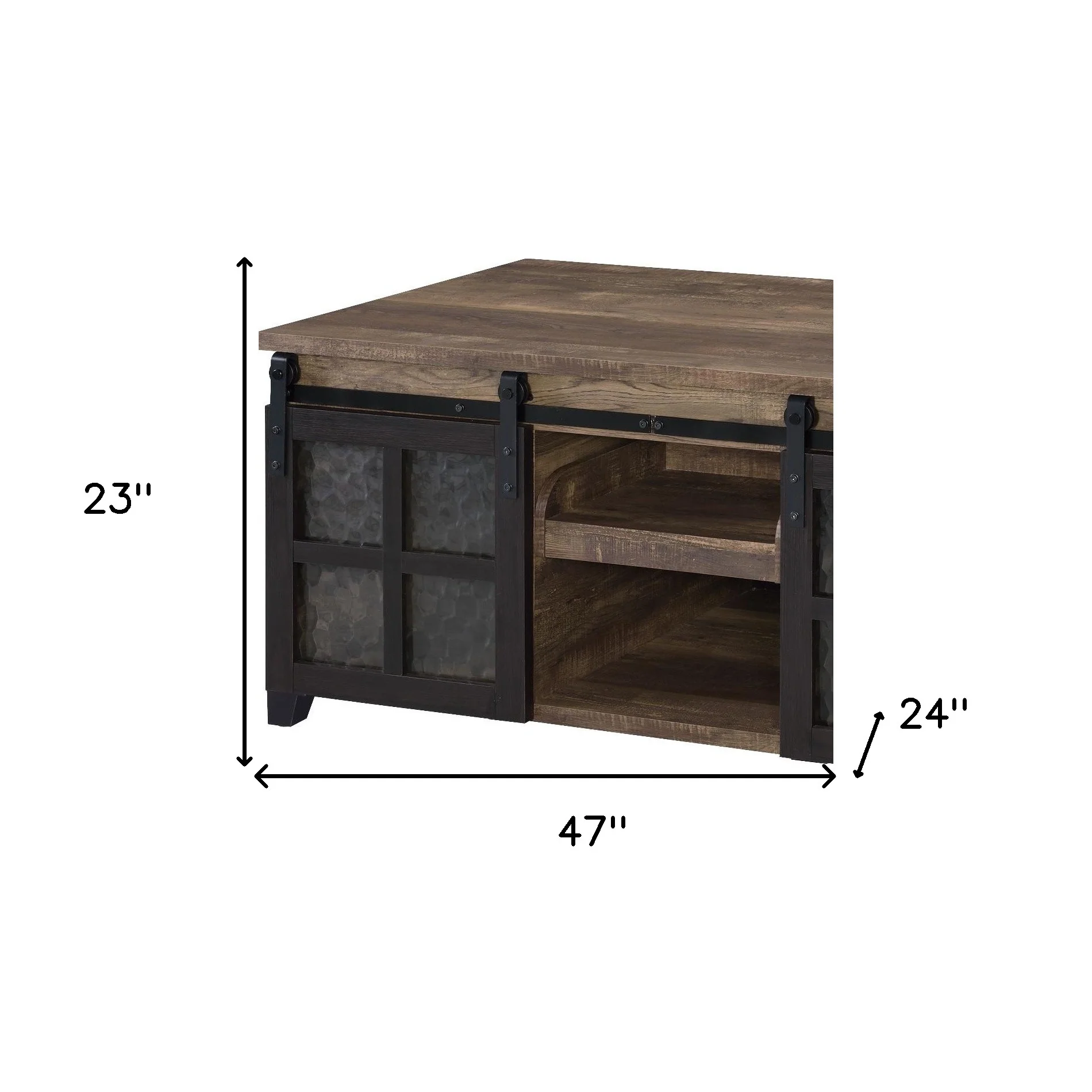 47" Black And Rustic Oak Manufactured Wood Rectangular Coffee Table With Shelf By Homeroots - Image 6