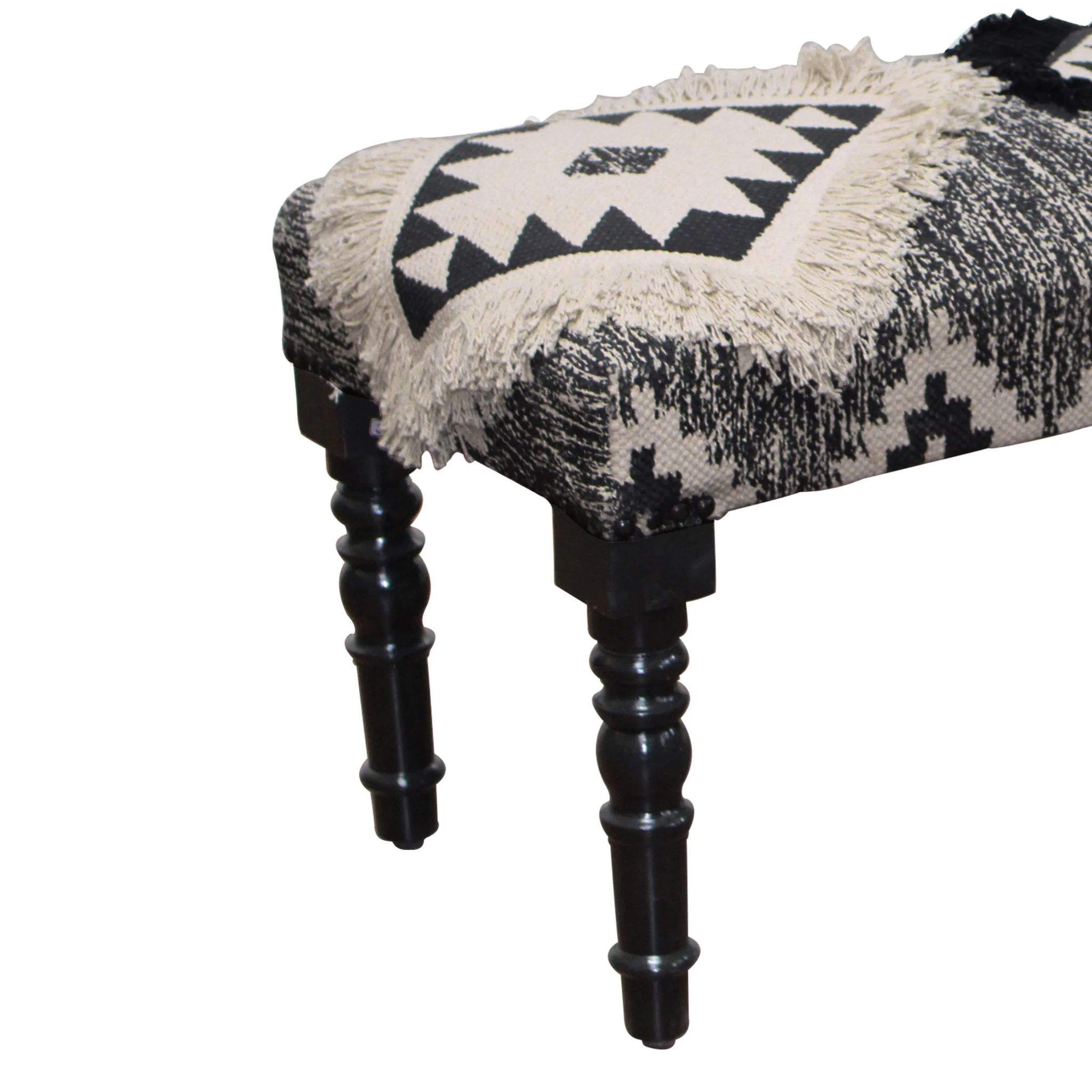 47" Black And White Black Leg Southwest Upholstered Bench By Homeroots - Image 4