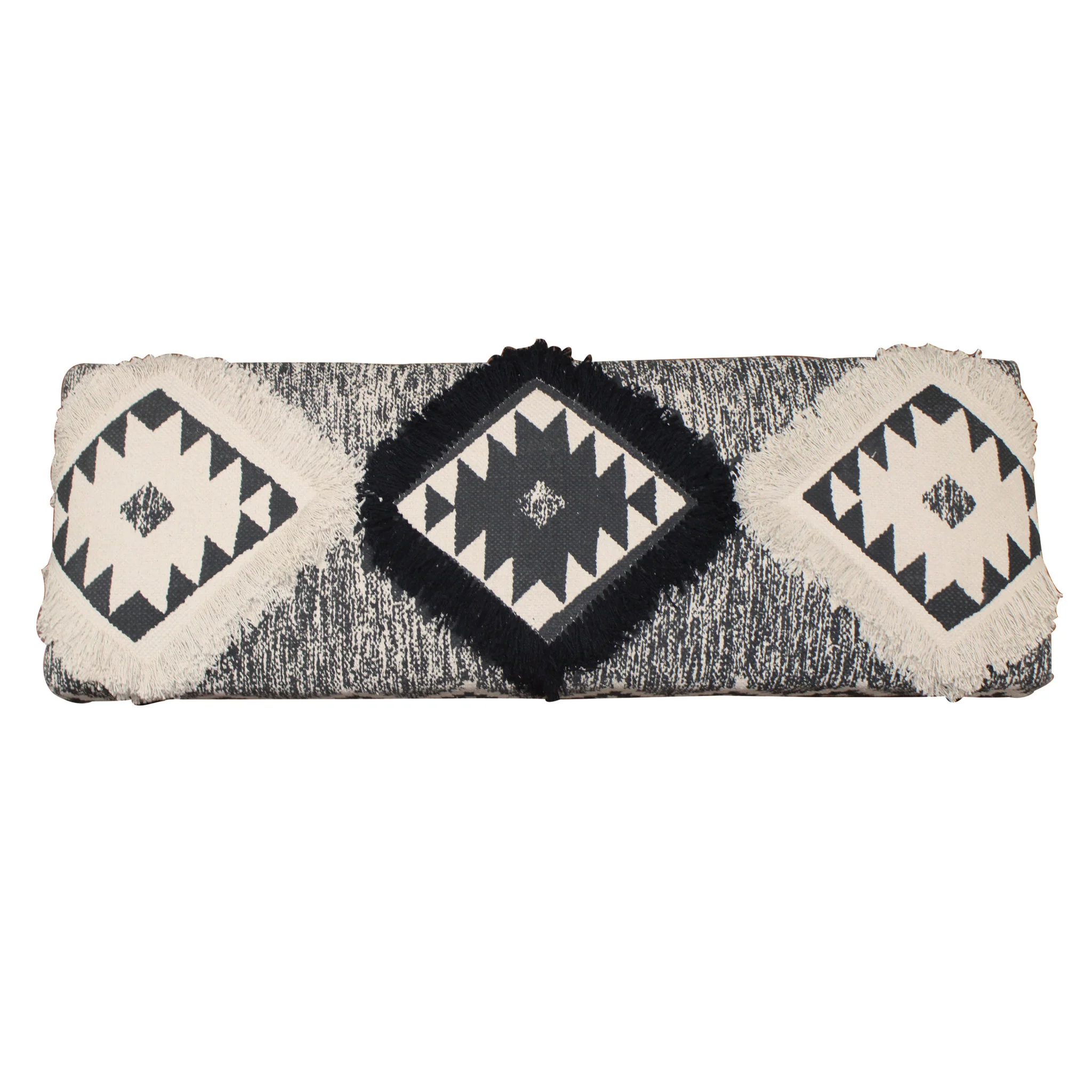 47" Black And White Black Leg Southwest Upholstered Bench By Homeroots - Image 5
