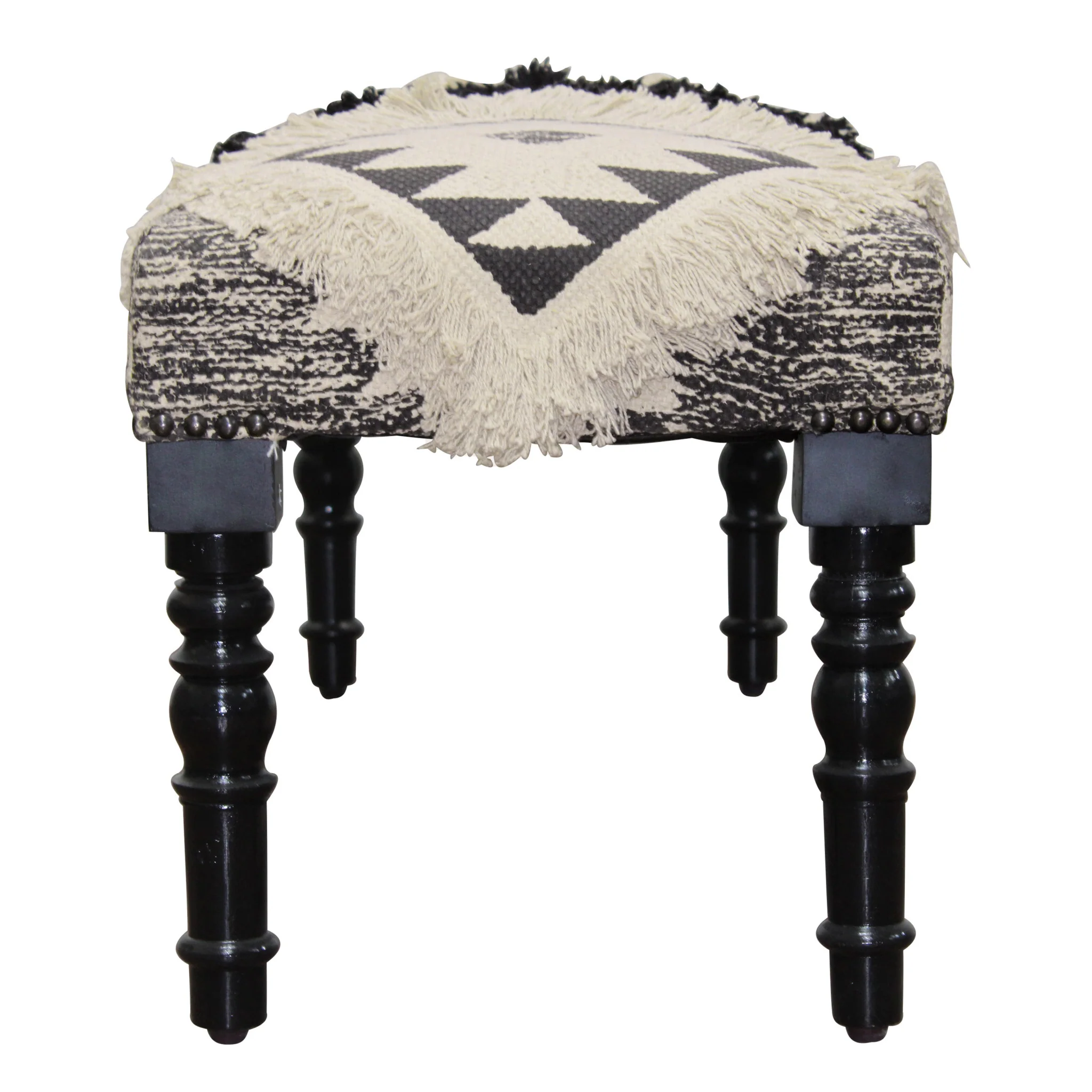 47" Black And White Black Leg Southwest Upholstered Bench By Homeroots - Image 6