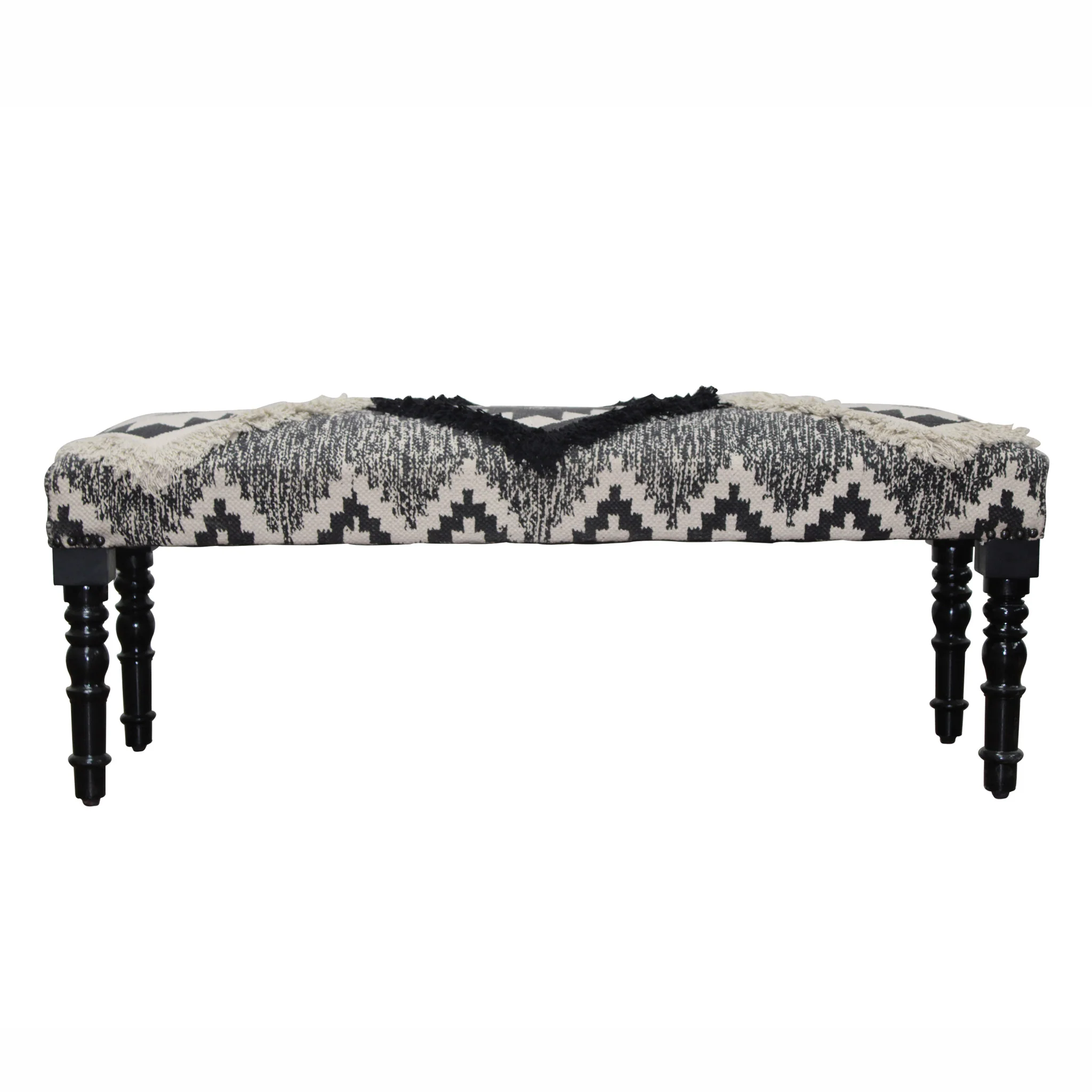47" Black And White Black Leg Southwest Upholstered Bench By Homeroots - Image 7