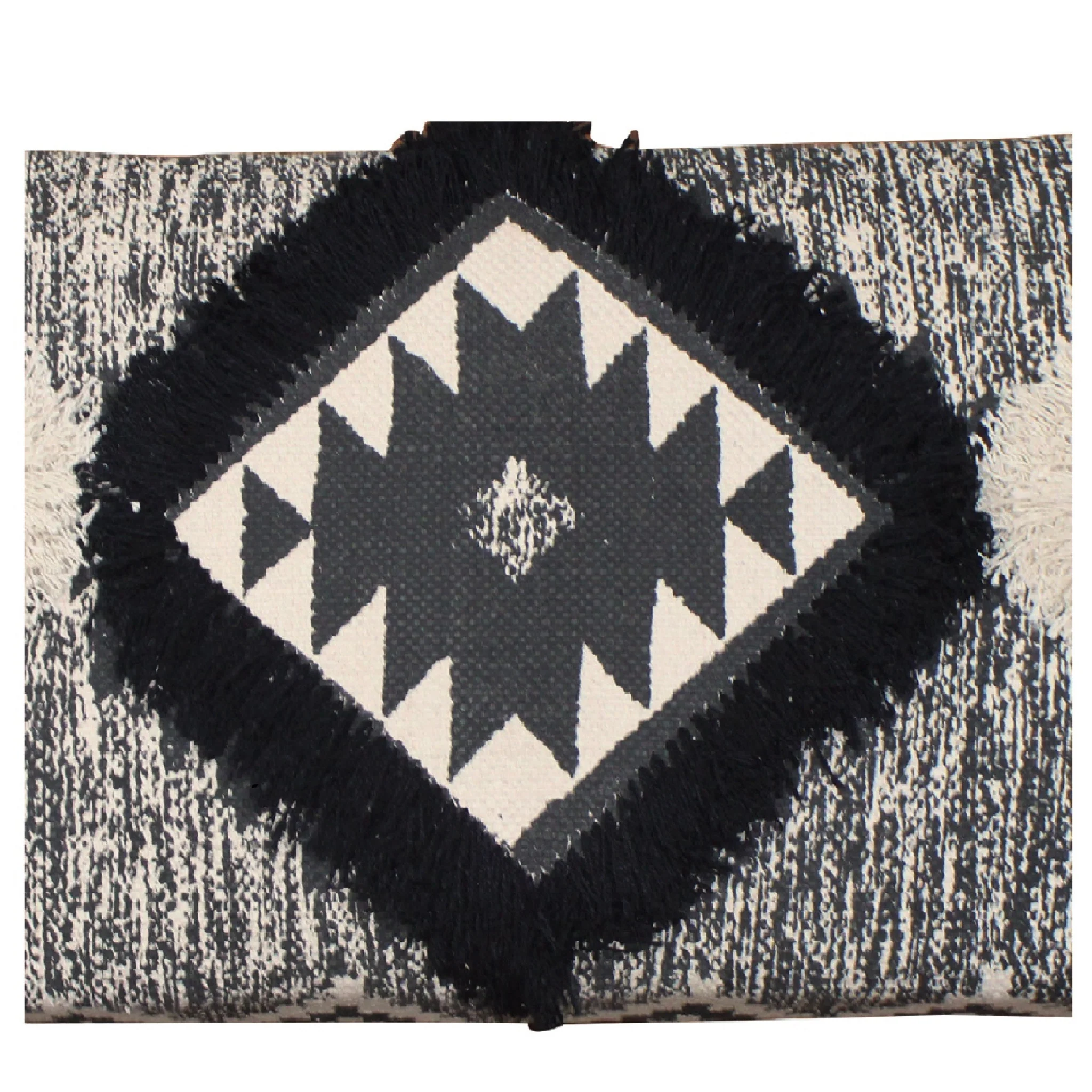 47" Black And White Black Leg Southwest Upholstered Bench By Homeroots - Image 8
