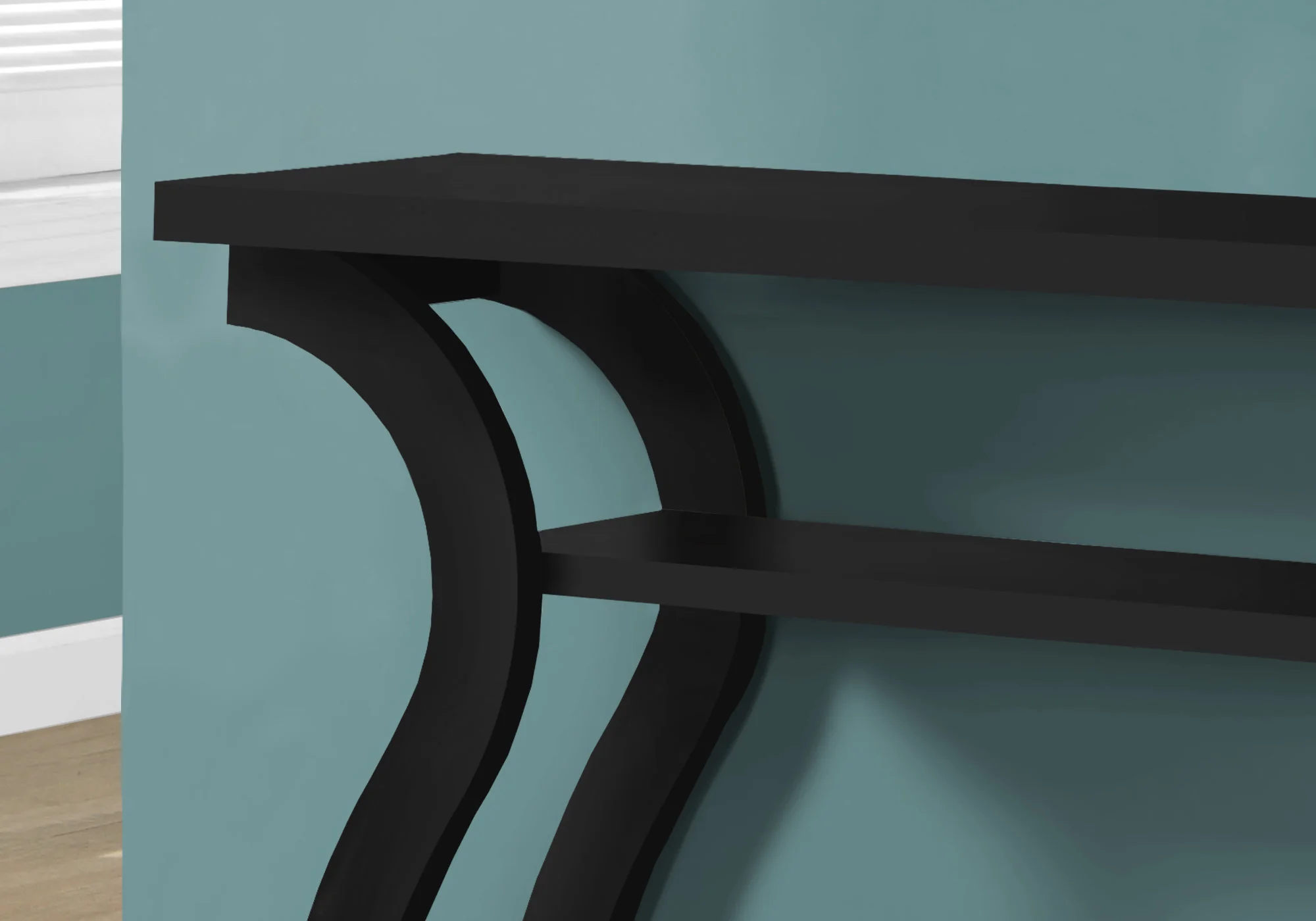 47" Black Floor Shelf Console Table With Storage By Homeroots - Image 3
