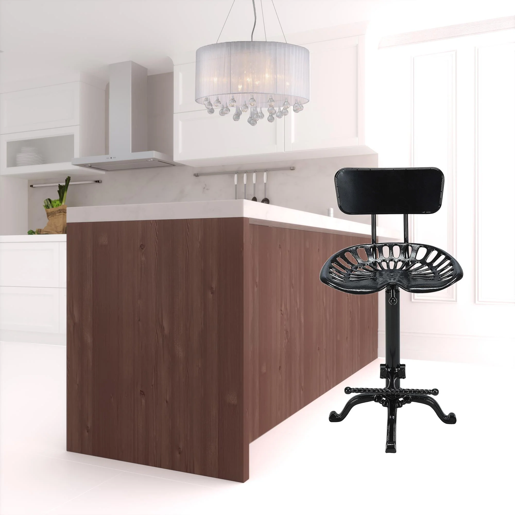 47" Black Low Back Adjustable Height Bar Chair With Footrest By Homeroots - Image 2