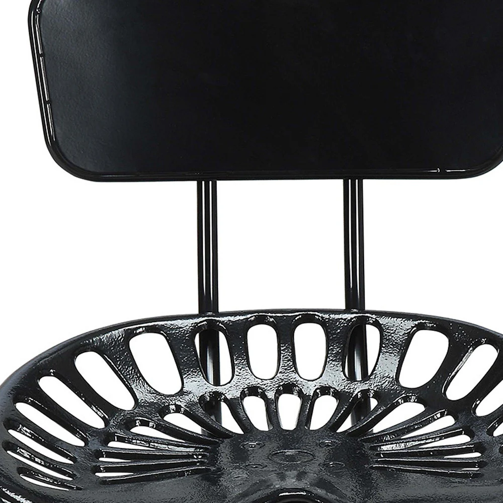47" Black Low Back Adjustable Height Bar Chair With Footrest By Homeroots - Image 3