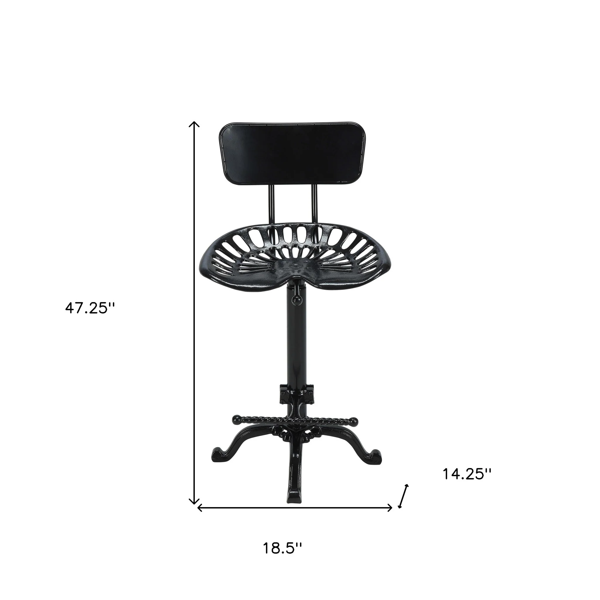 47" Black Low Back Adjustable Height Bar Chair With Footrest By Homeroots - Image 5