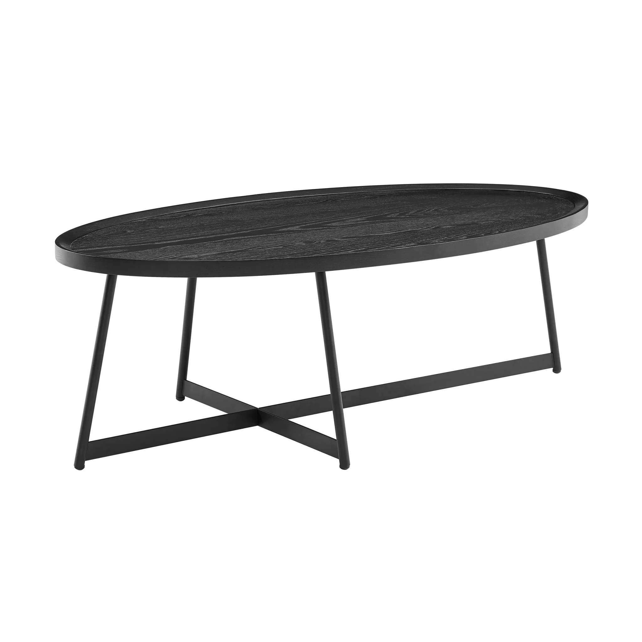 47" Black Manufactured Wood Oval Coffee Table By Homeroots - Image 2