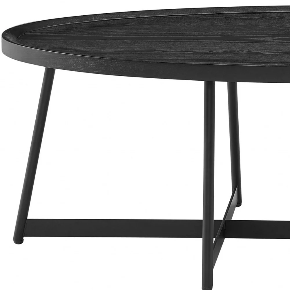 47" Black Manufactured Wood Oval Coffee Table By Homeroots - Image 3
