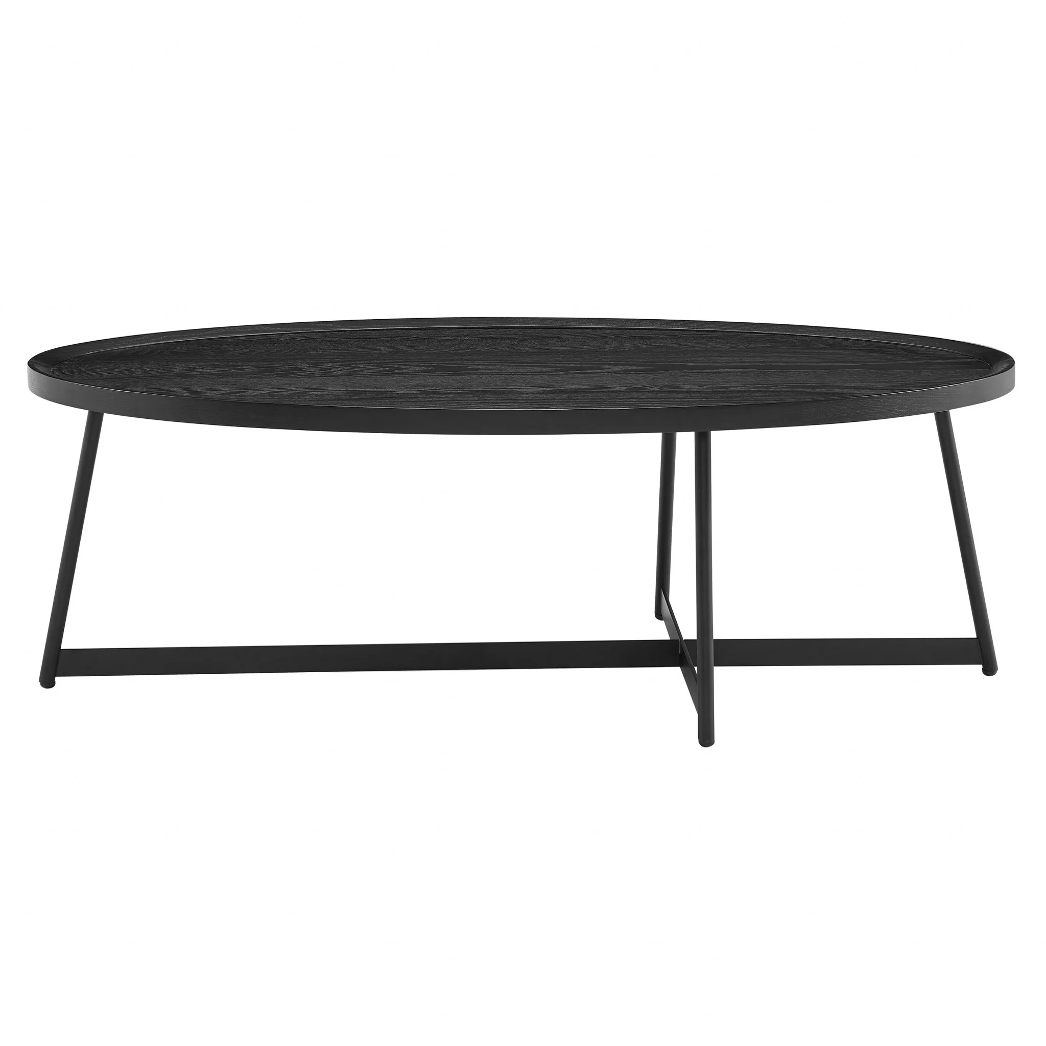 47" Black Manufactured Wood Oval Coffee Table By Homeroots - Image 4