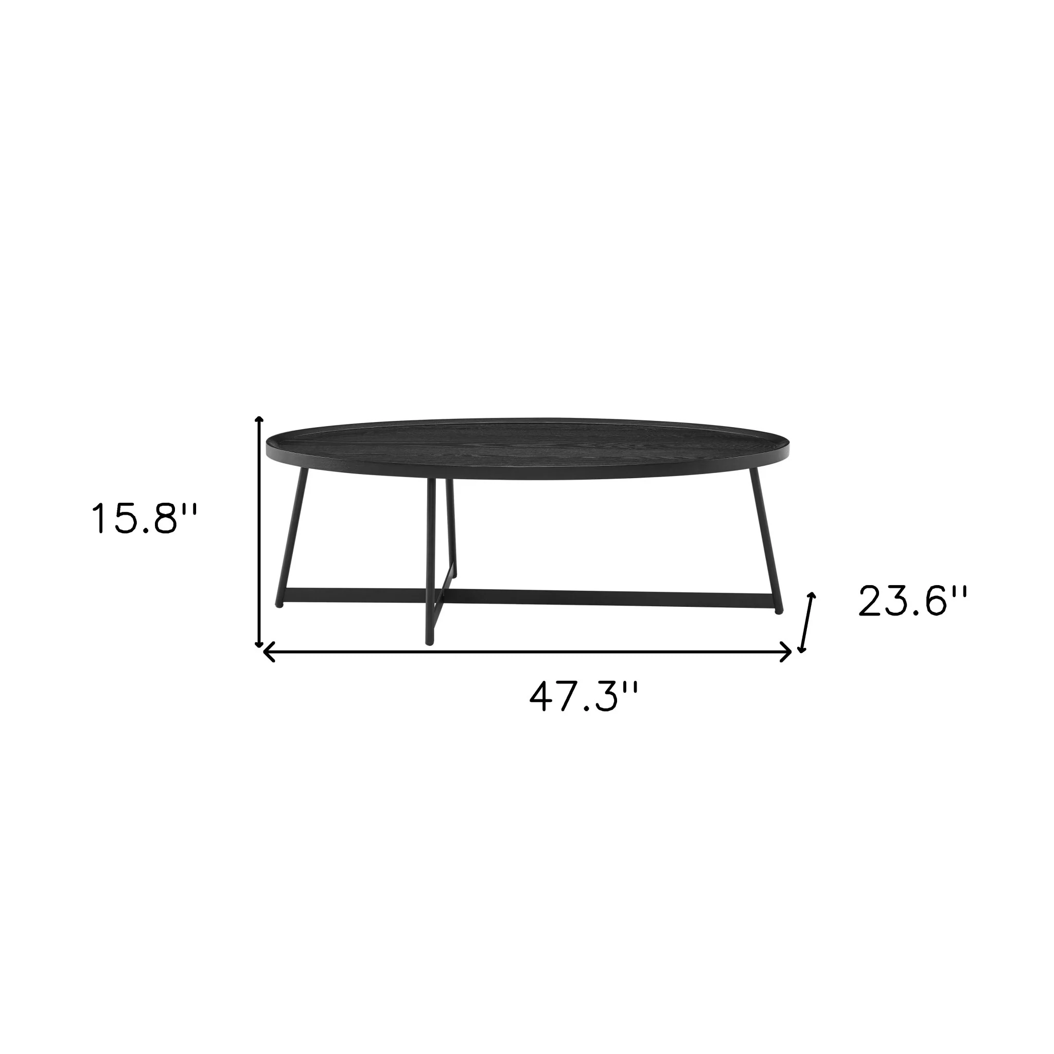 47" Black Manufactured Wood Oval Coffee Table By Homeroots - Image 6