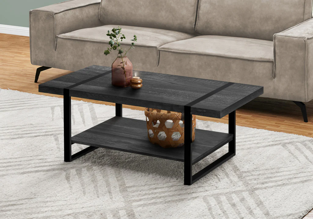 47" Black Rectangular Coffee Table With Shelf By Homeroots - Image 7