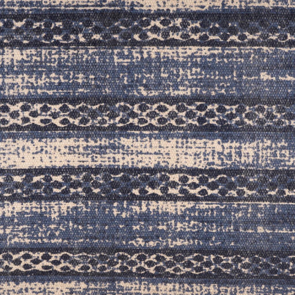 47" Blue And Cream Abstract Design Blue Leg Upholstered Bench By Homeroots - Image 8