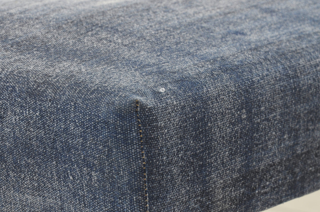 47" Blue And Cream Abstract Design Blue Leg Upholstered Bench By Homeroots - Image 9