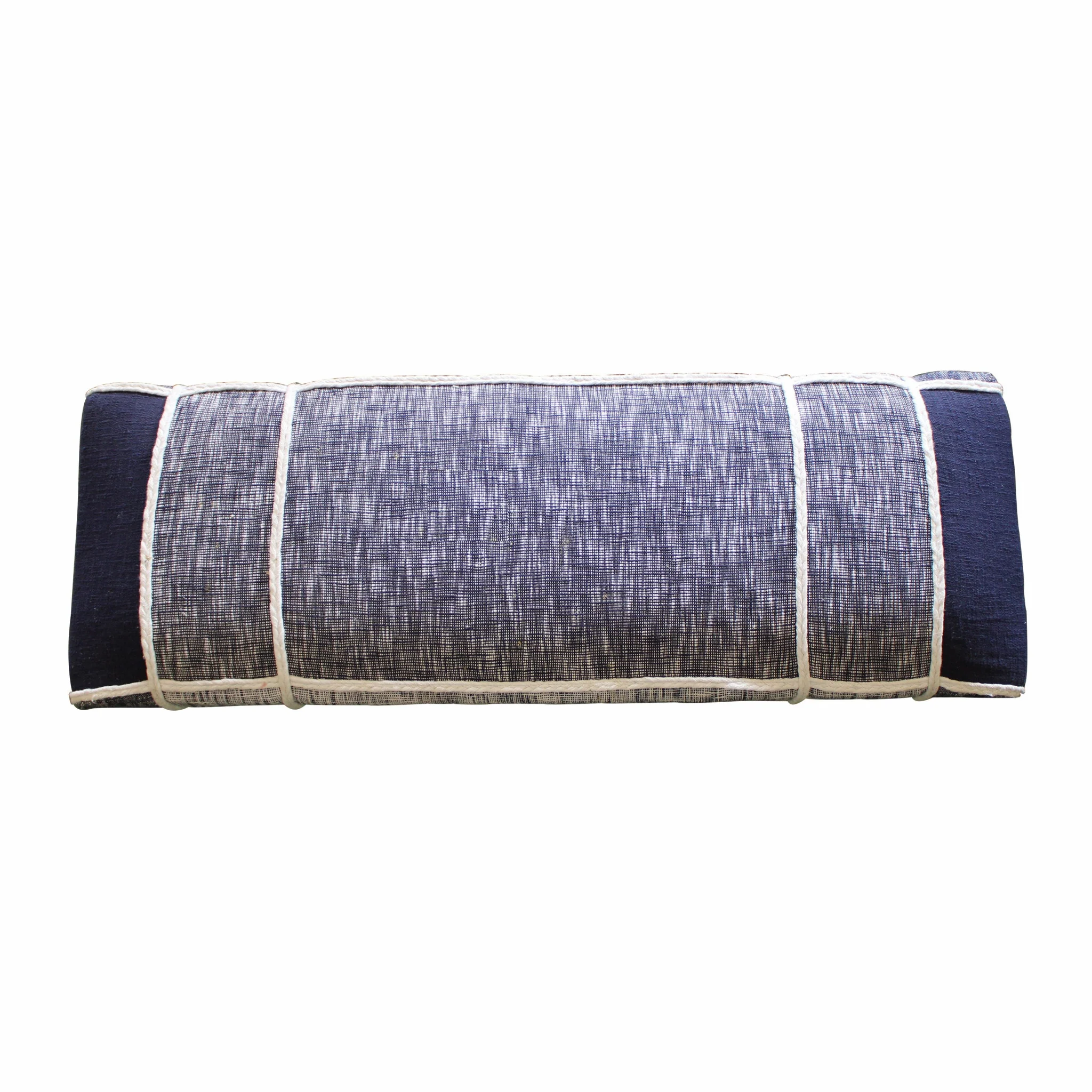 47" Blue And Gray Textural White Leg Upholstered Bench By Homeroots - Image 2