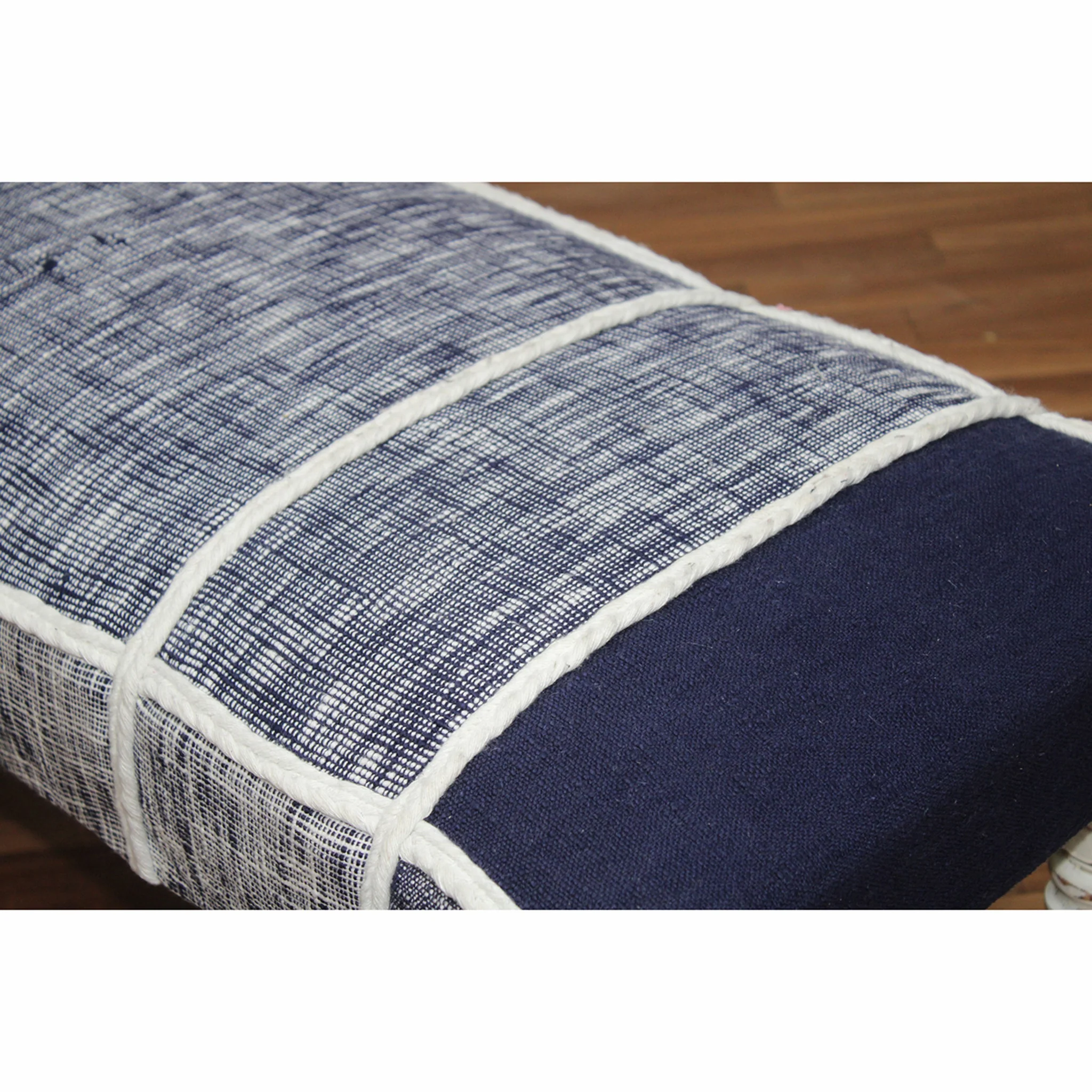 47" Blue And Gray Textural White Leg Upholstered Bench By Homeroots - Image 6