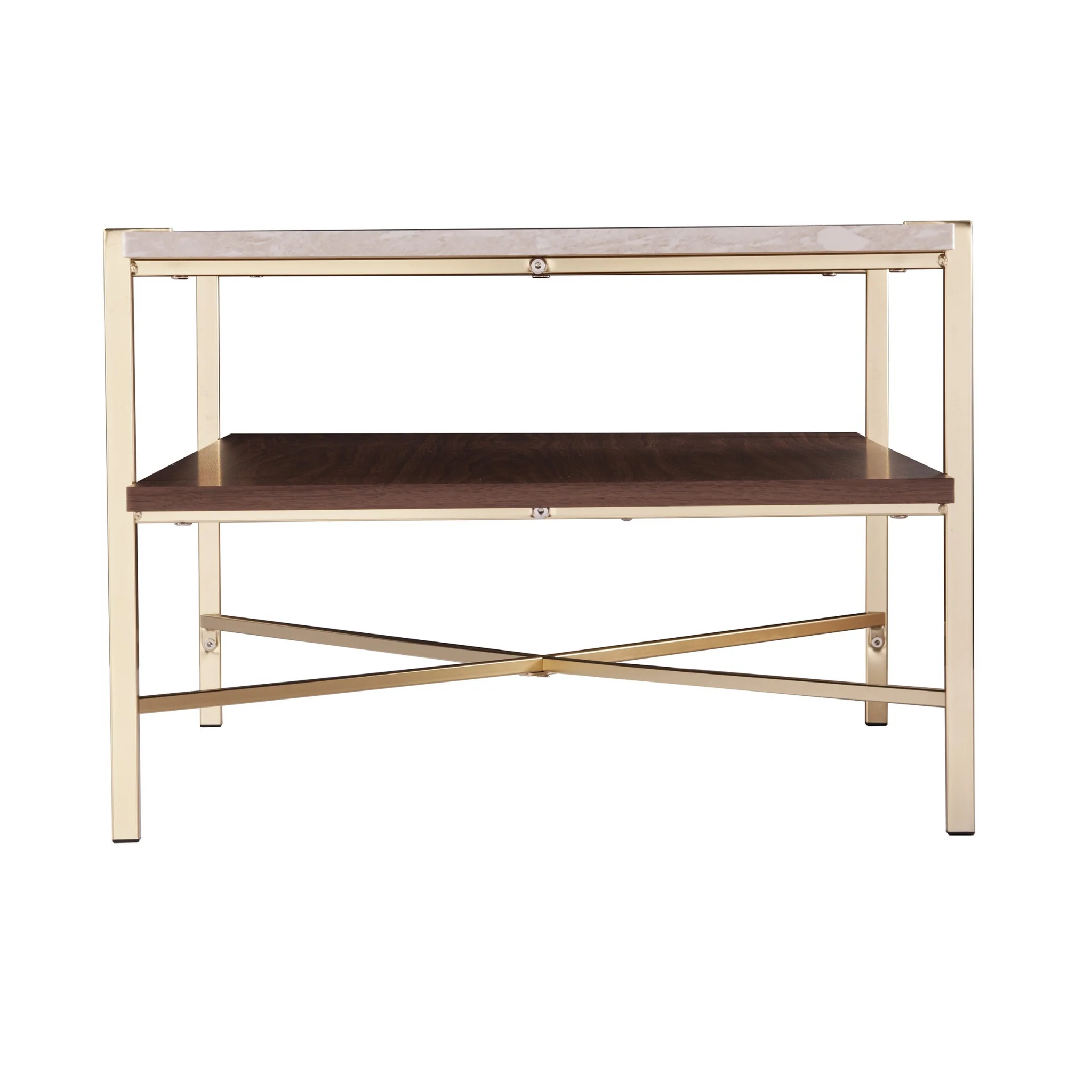 47" Brass Manufactured Wood And Metal Rectangular Coffee Table By Homeroots - Image 4