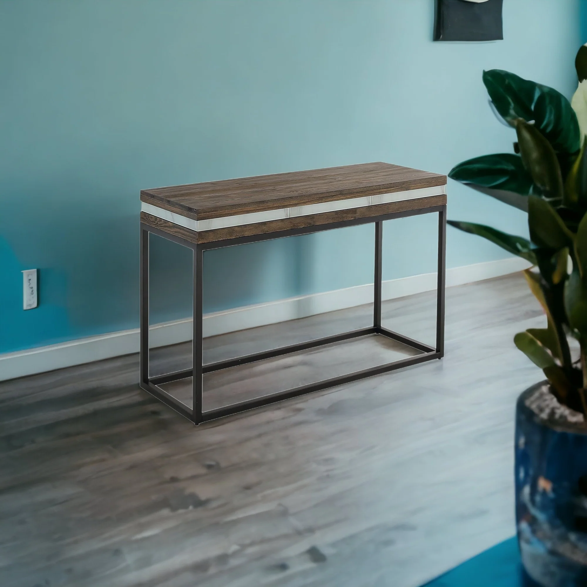 47" Brown and Black Frame Console Table By Homeroots - Image 5