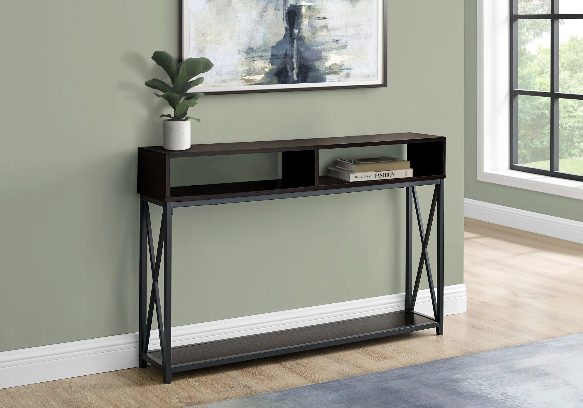 47" Brown And Black Frame Console Table With Storage By Homeroots - Image 5