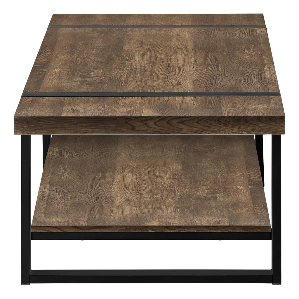 47" Brown And Black Rectangular Coffee Table With Shelf By Homeroots - Image 3