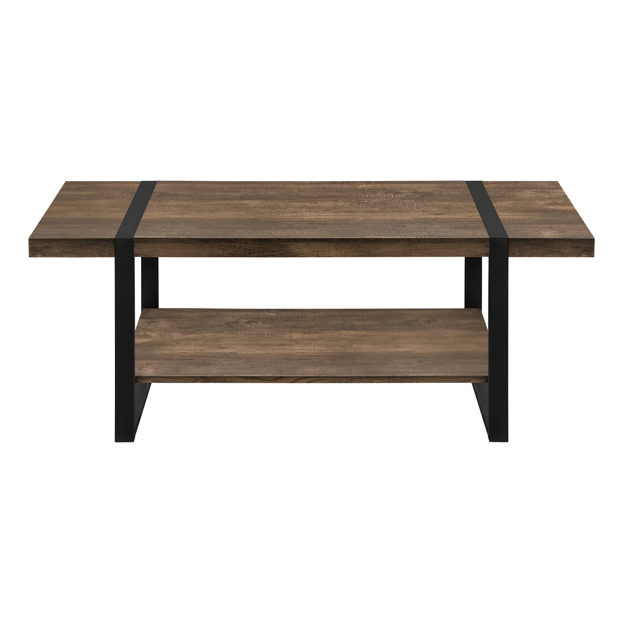 47" Brown And Black Rectangular Coffee Table With Shelf By Homeroots - Image 4