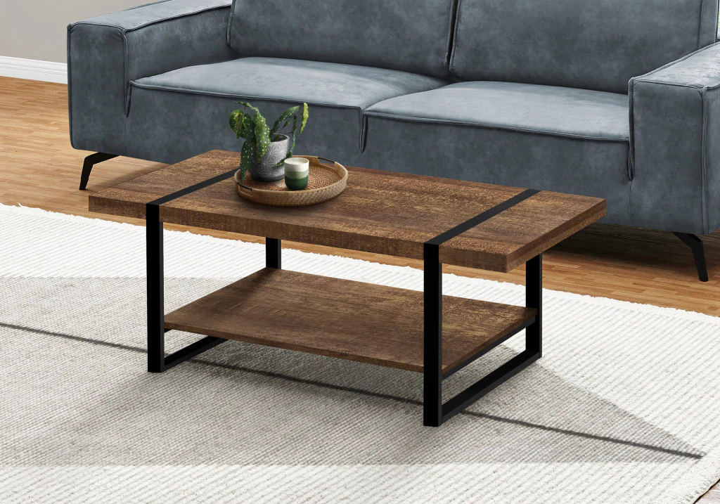 47" Brown And Black Rectangular Coffee Table With Shelf By Homeroots - Image 7