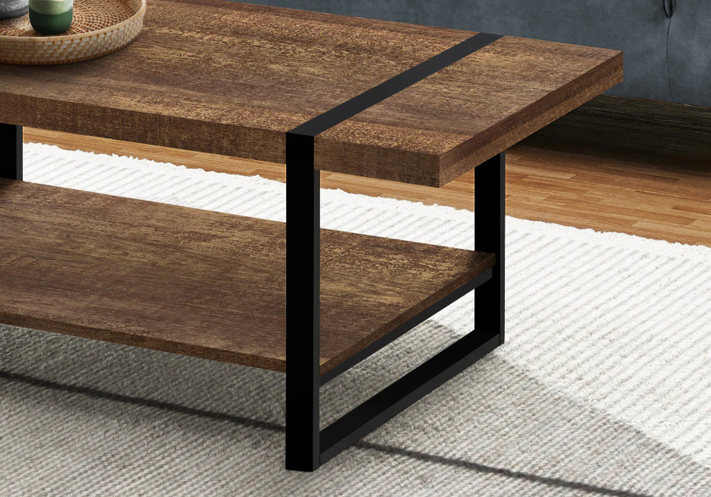 47" Brown And Black Rectangular Coffee Table With Shelf By Homeroots - Image 8