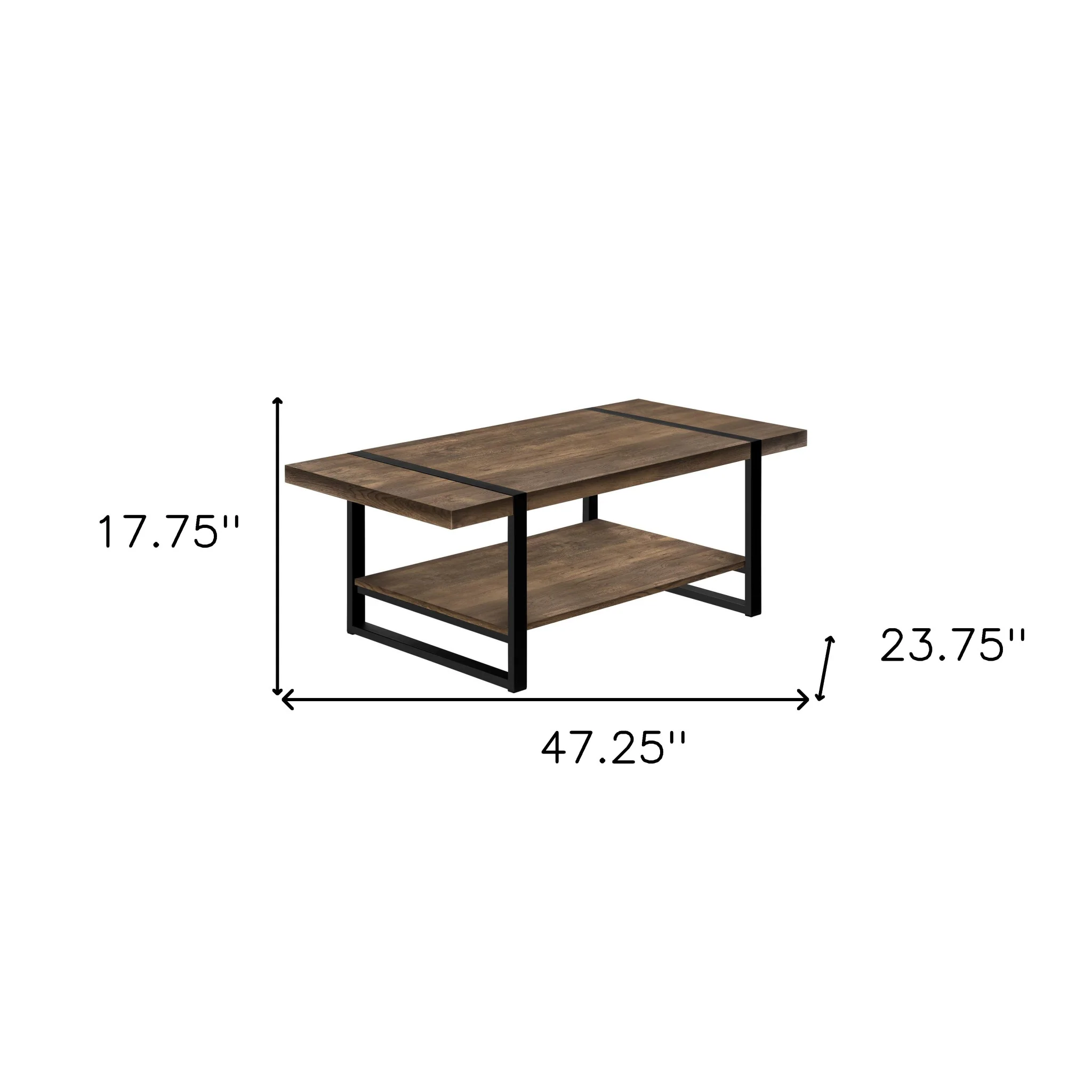 47" Brown And Black Rectangular Coffee Table With Shelf By Homeroots - Image 9