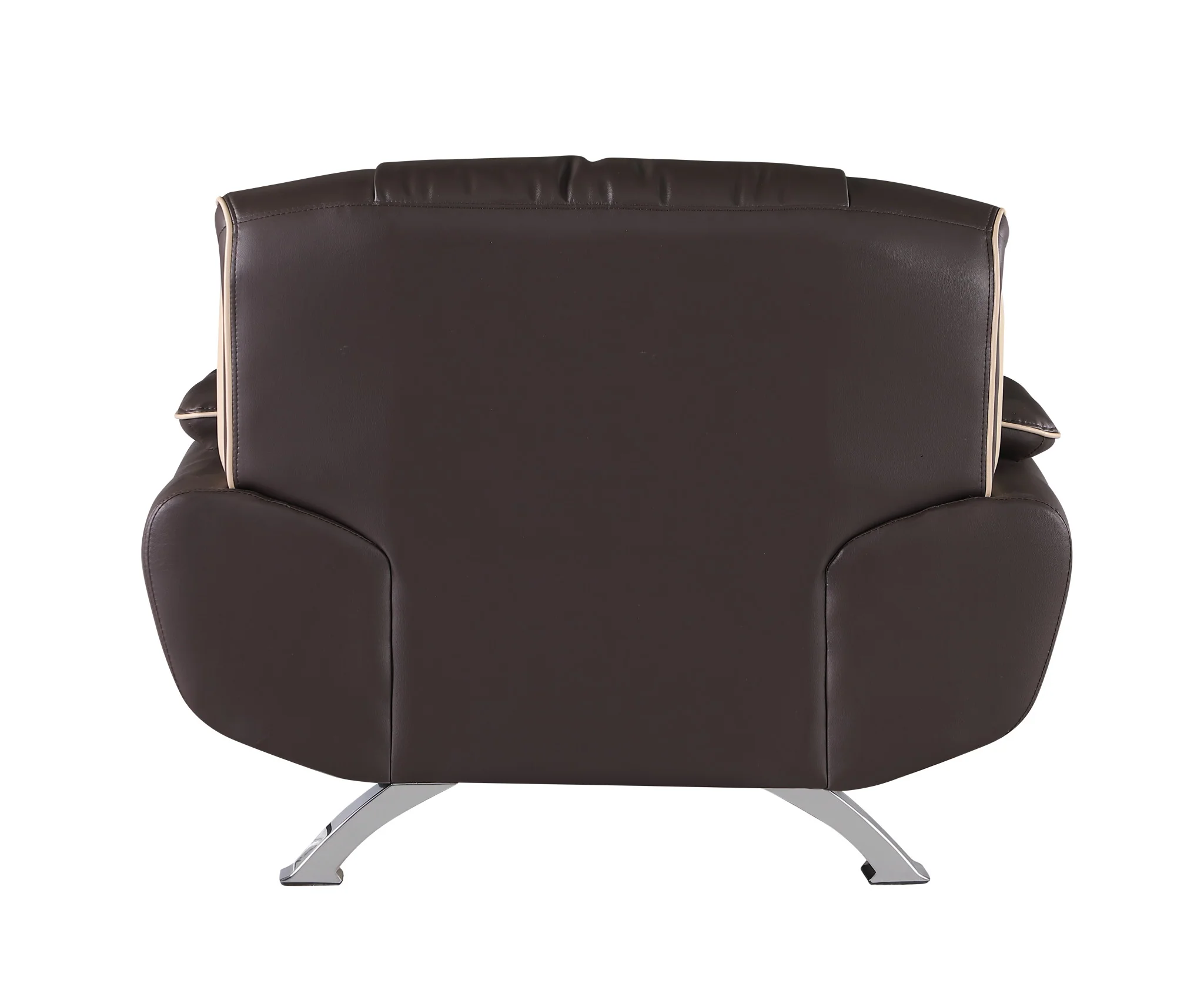 47" Brown and Silver Leather Match Arm Chair By Homeroots - Image 4