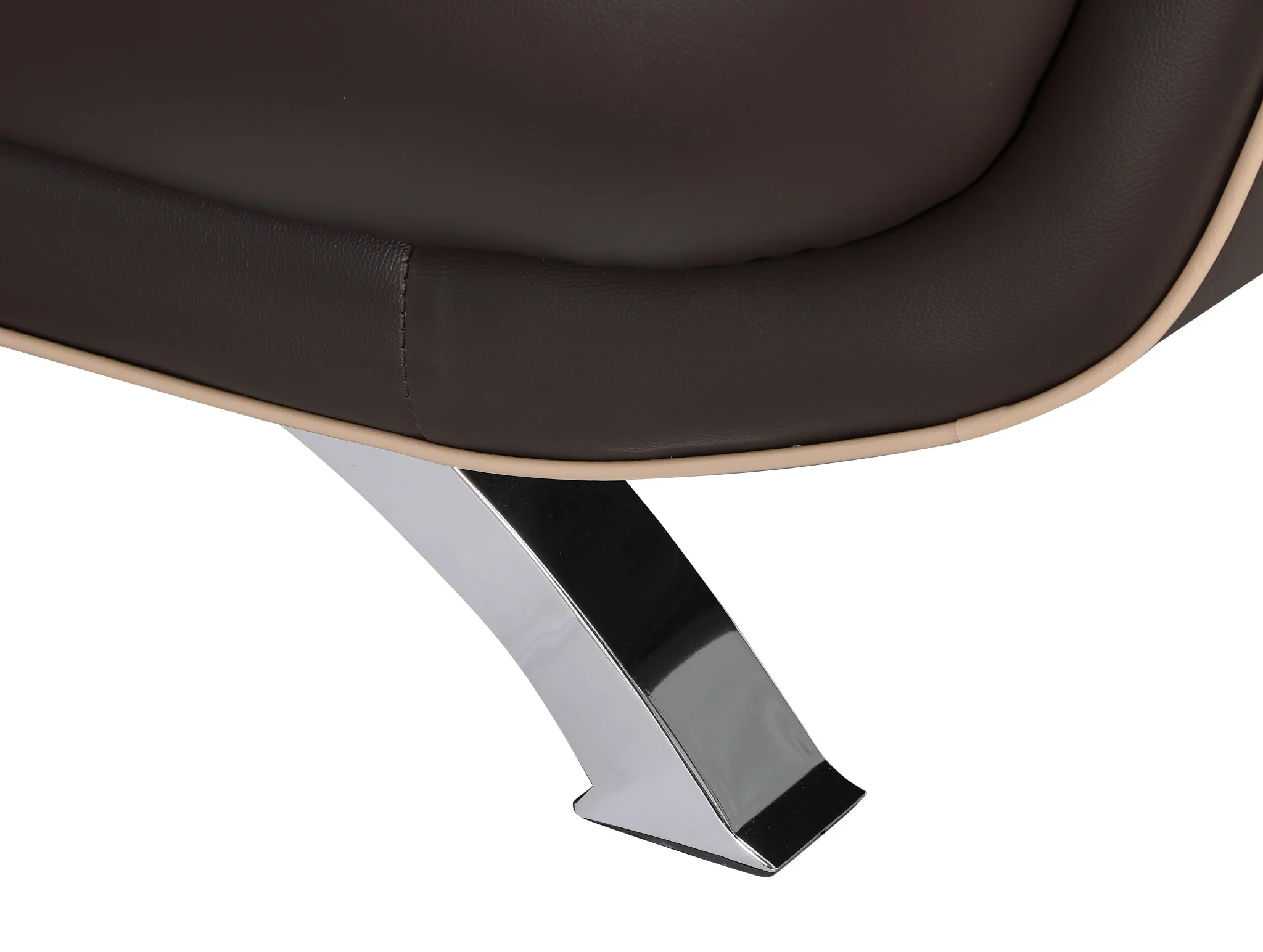 47" Brown and Silver Leather Match Arm Chair By Homeroots - Image 7