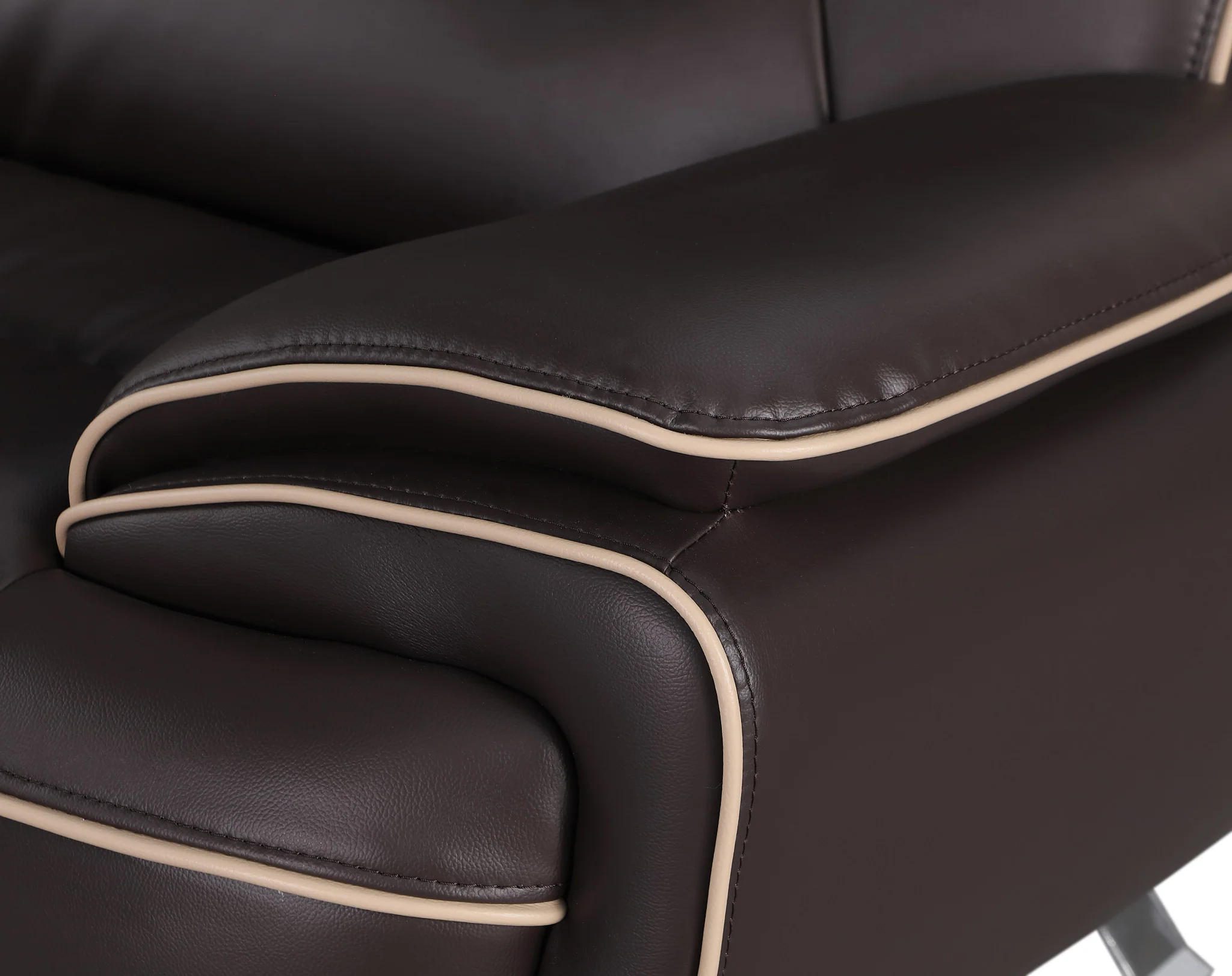 47" Brown and Silver Leather Match Arm Chair By Homeroots - Image 9