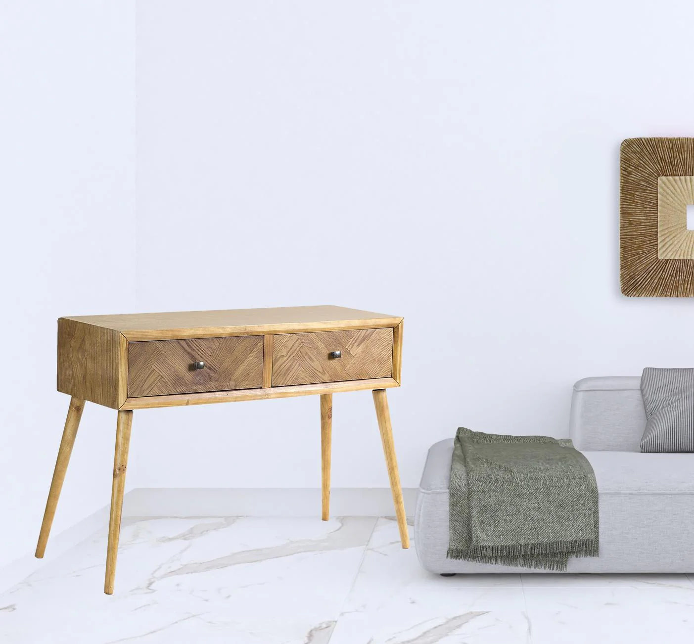 47" Brown End Table With Two Drawers By Homeroots - Image 2