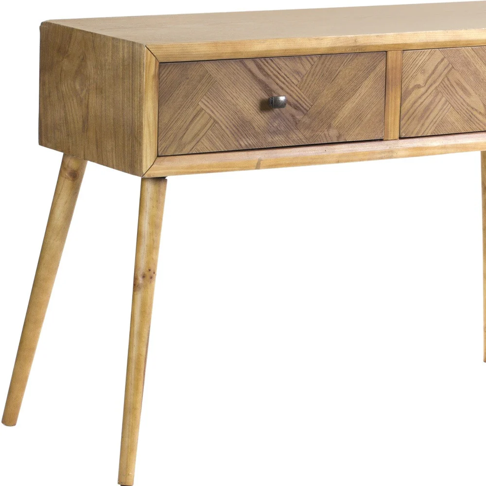 47" Brown End Table With Two Drawers By Homeroots - Image 4