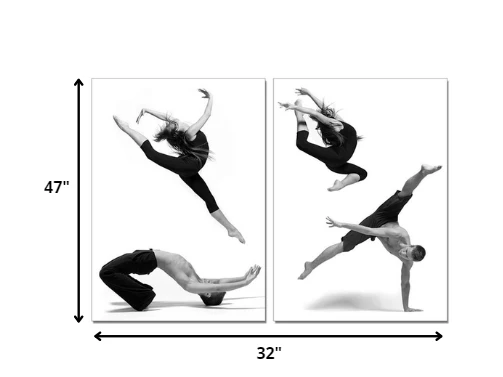 47" Canvas 2 Panels Dancers Black and White Photo By Homeroots - Image 2