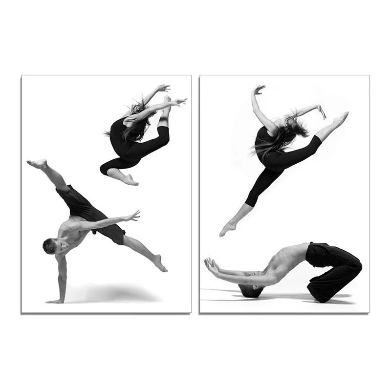 47" Canvas 2 Panels Dancers Black and White Photo By Homeroots - Image 3