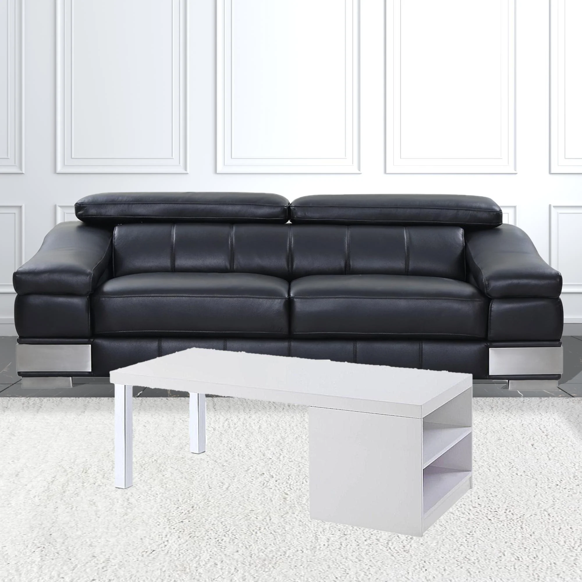 47" Chrome And White Rectangular Coffee Table With Shelf By Homeroots - Image 2