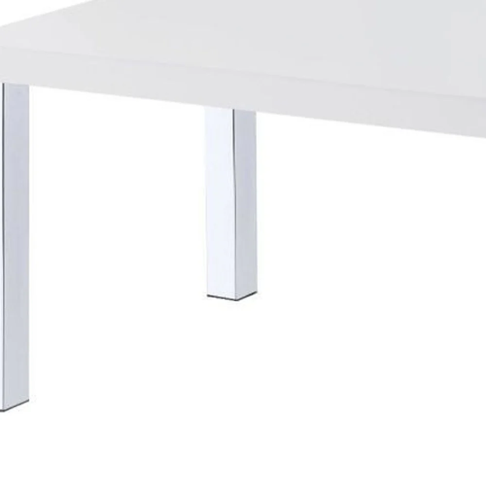 47" Chrome And White Rectangular Coffee Table With Shelf By Homeroots - Image 3