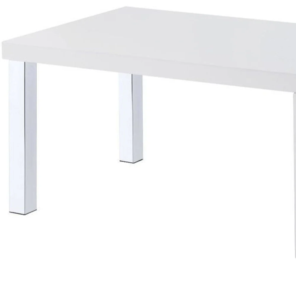 47" Chrome And White Rectangular Coffee Table With Shelf By Homeroots - Image 4
