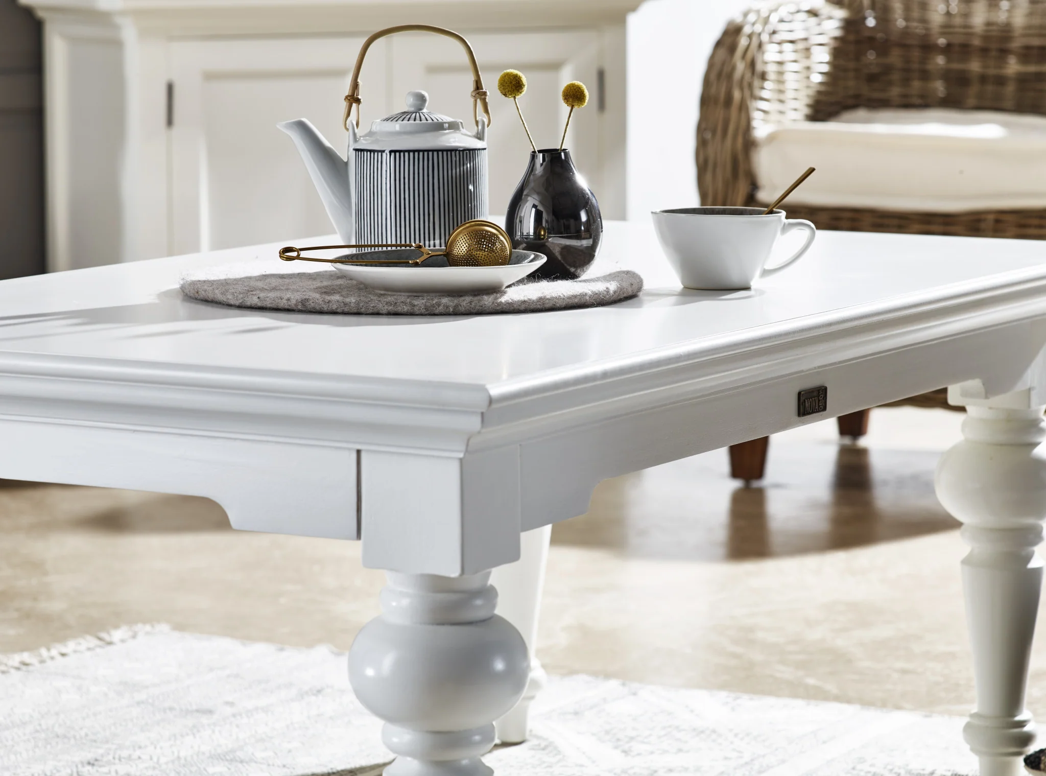 47" Classic White Manufactured Wood And Solid Wood Rectangular Coffee Table By Homeroots - Image 8