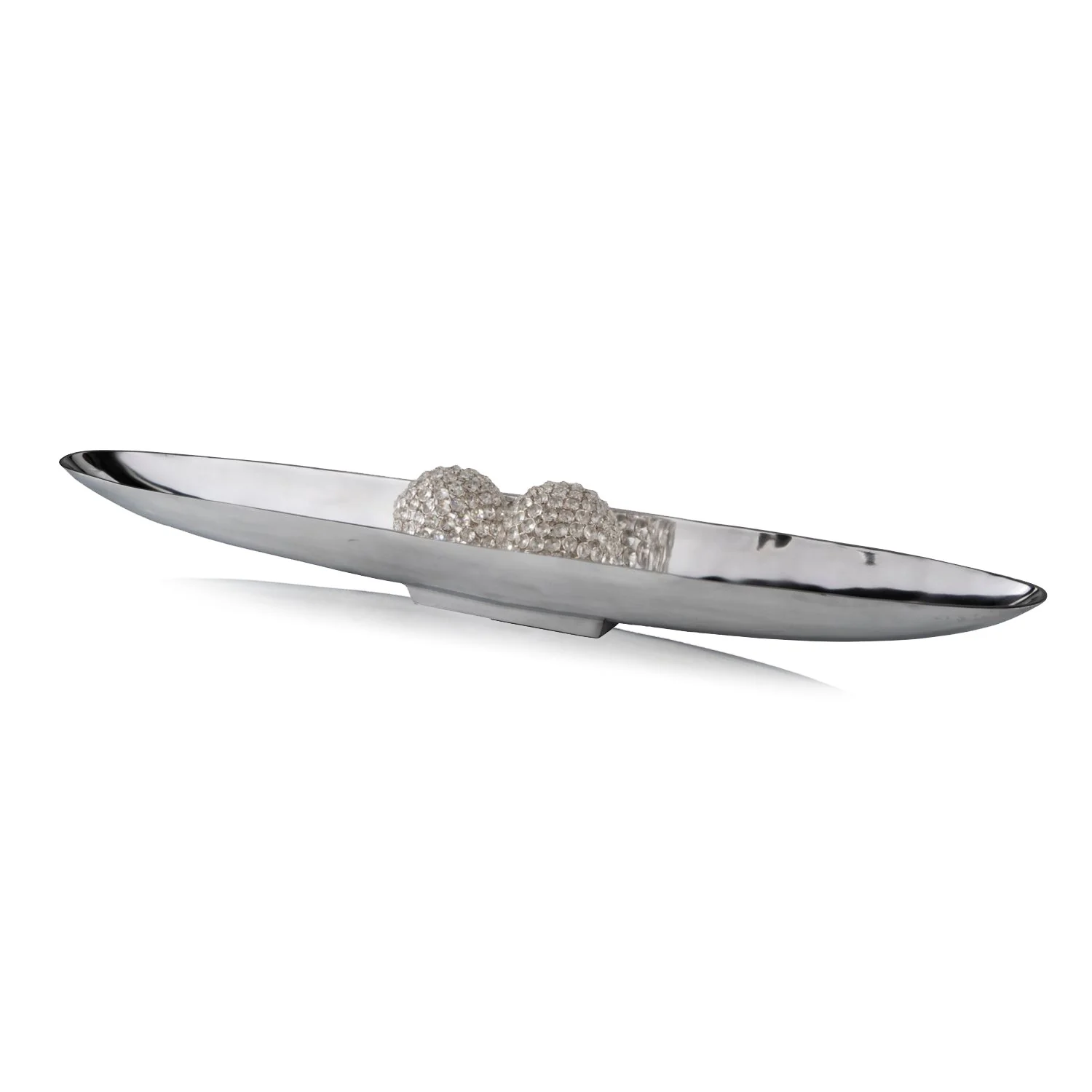 47' Contempo Shiny Silver Extra Large Long Boat Tray By Homeroots - Image 2