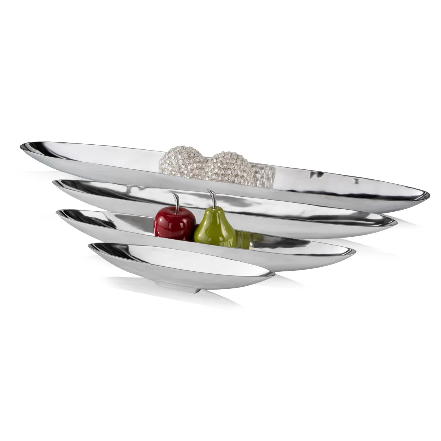 47' Contempo Shiny Silver Extra Large Long Boat Tray By Homeroots - Image 4