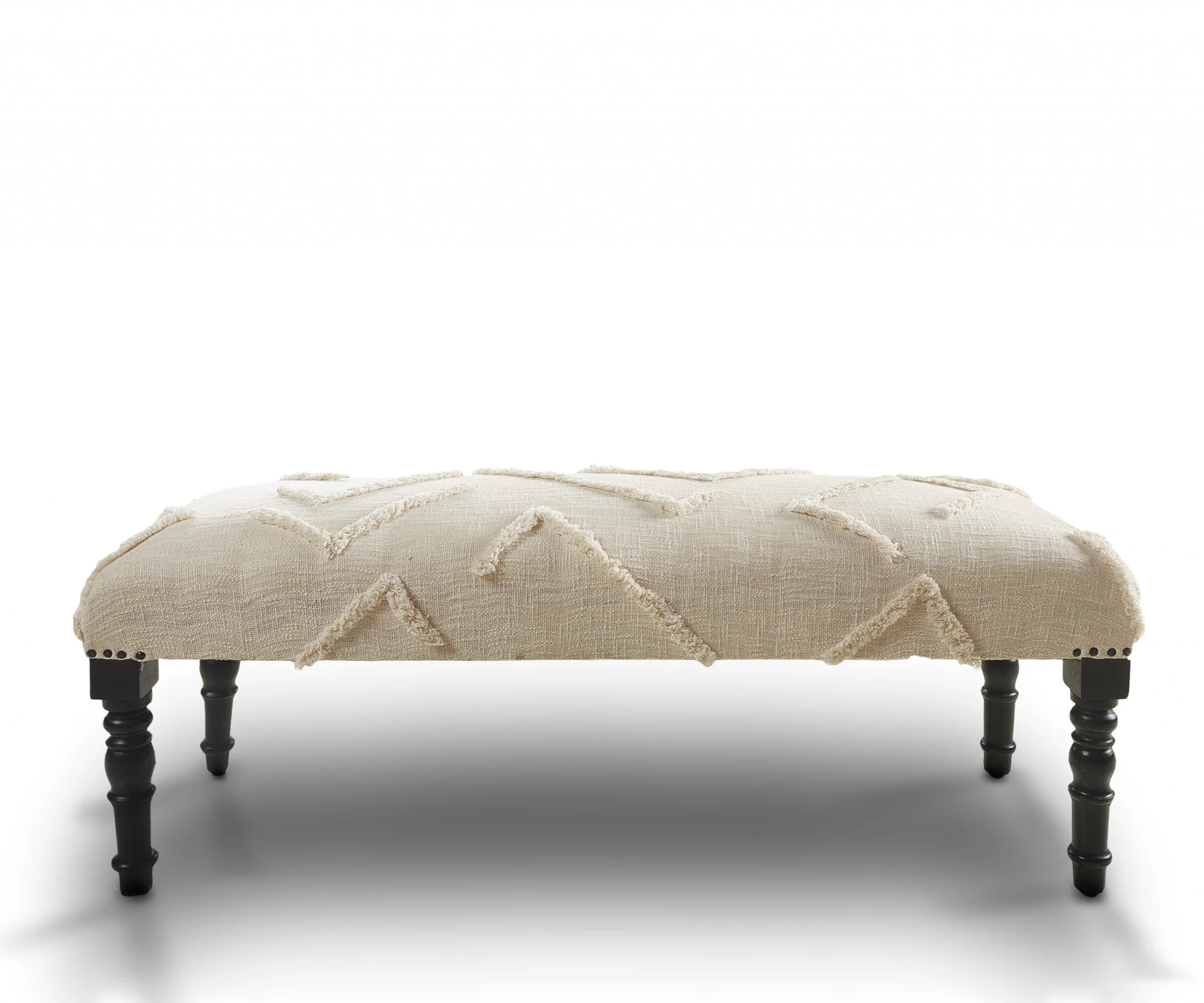 47" Cream And Black Leg Abstract Upholstered Bench By Homeroots - Image 2