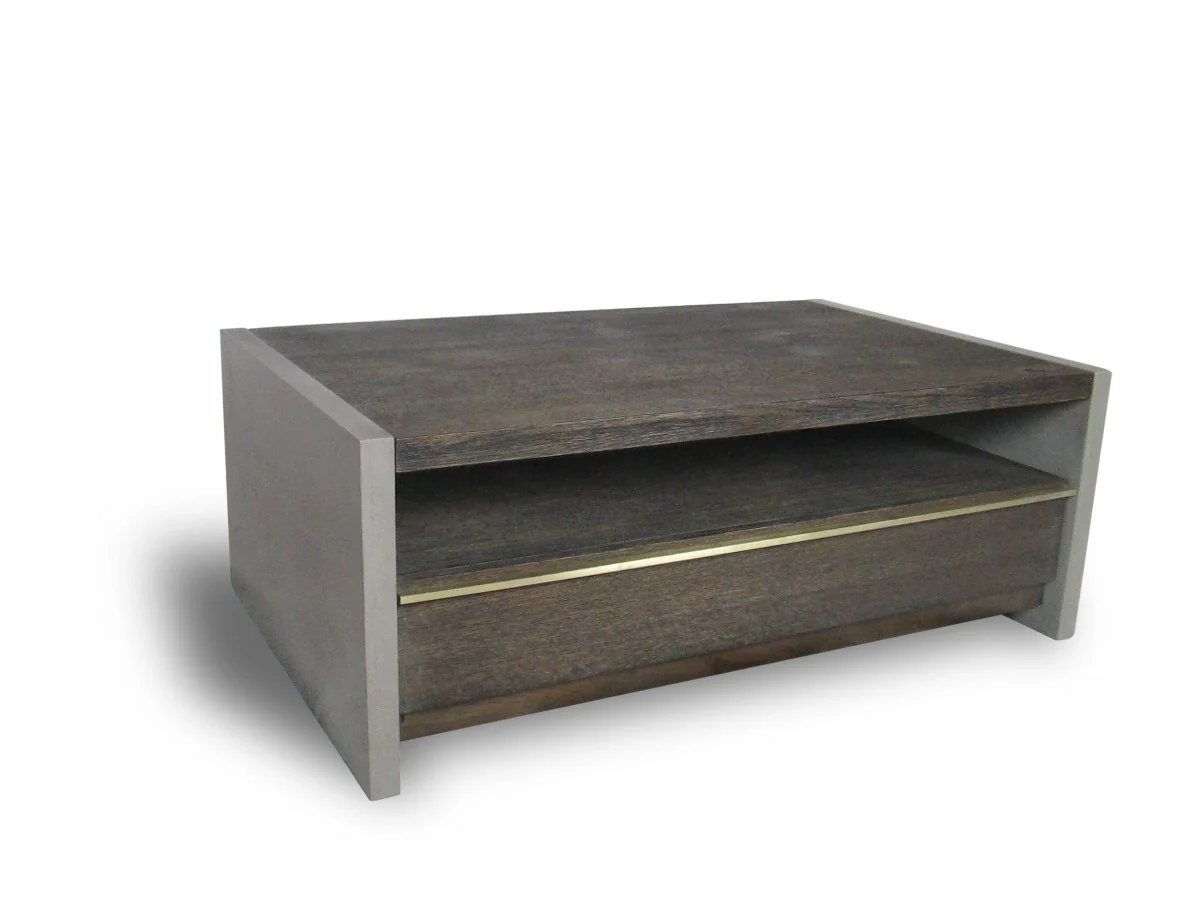 47" Dark Grey Walnut and Concrete Rectangular Coffee Table With Drawer And Shelf By Homeroots - Image 2