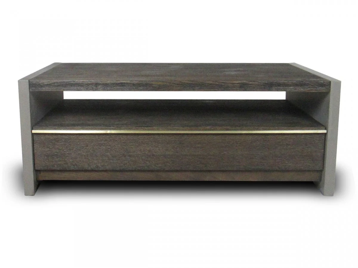 47" Dark Grey Walnut and Concrete Rectangular Coffee Table With Drawer And Shelf By Homeroots - Image 3