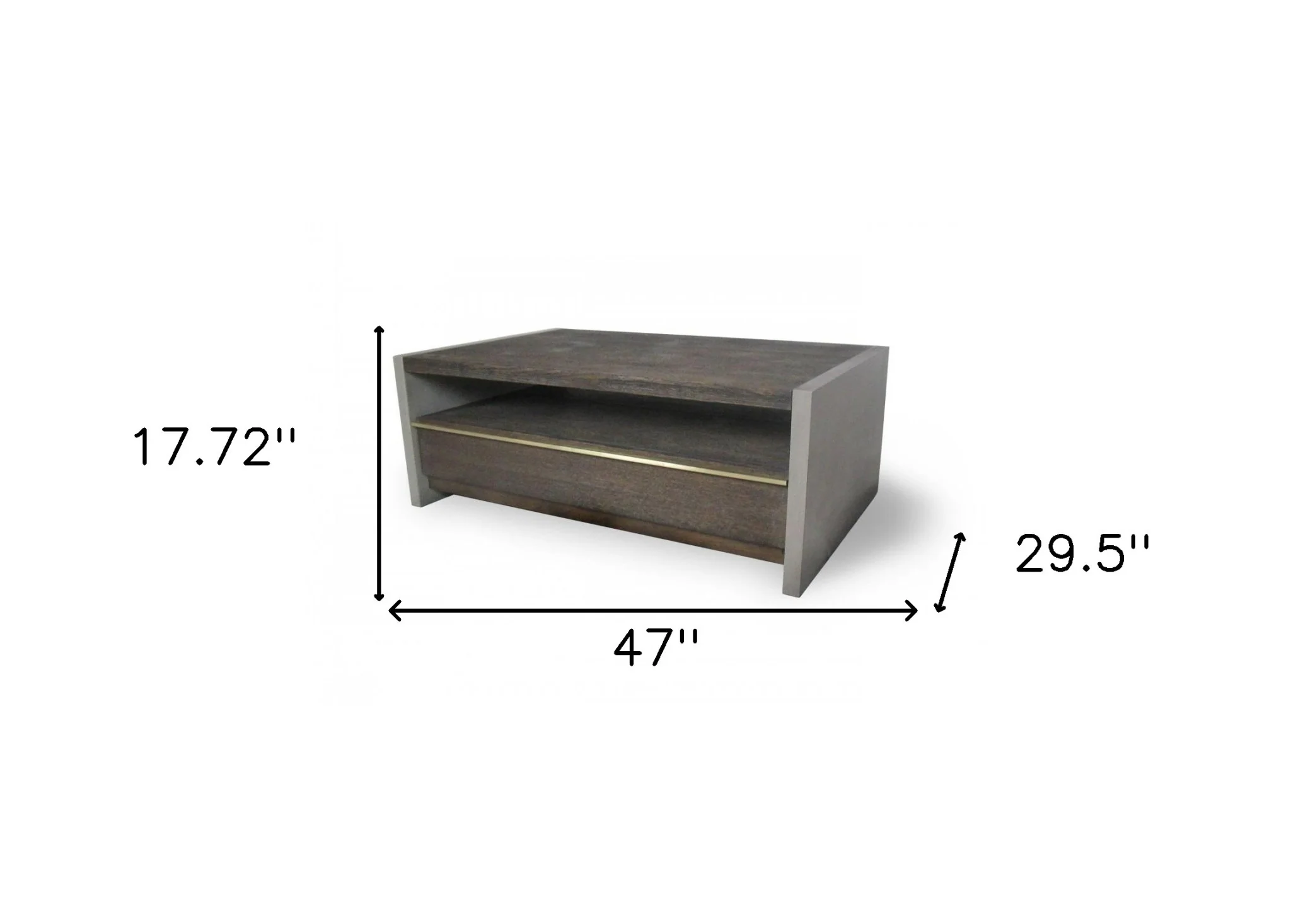 47" Dark Grey Walnut and Concrete Rectangular Coffee Table With Drawer And Shelf By Homeroots - Image 5