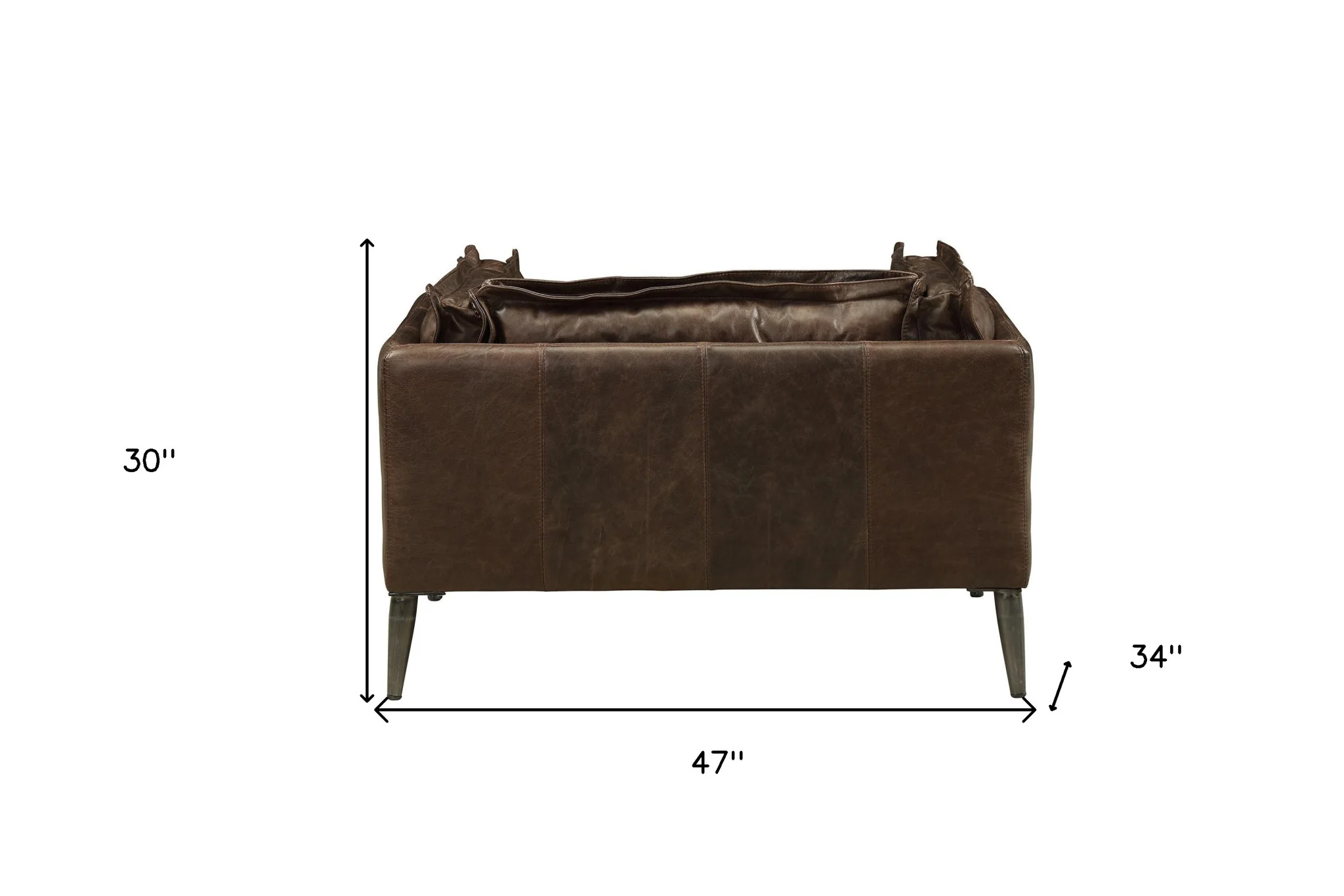 47" Distress Chocolate Top Grain Leather And Black Chair And A Half By Homeroots - Image 5